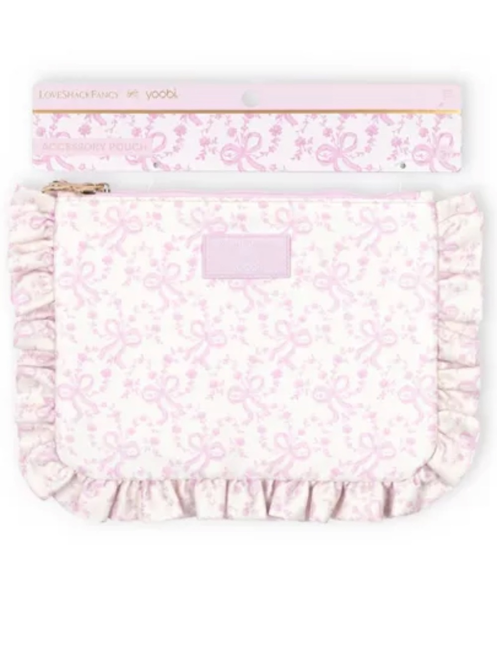 NWT LoveShackFancy x Target -Pink Coquette Bow Pouch /Clutch w Ruffles